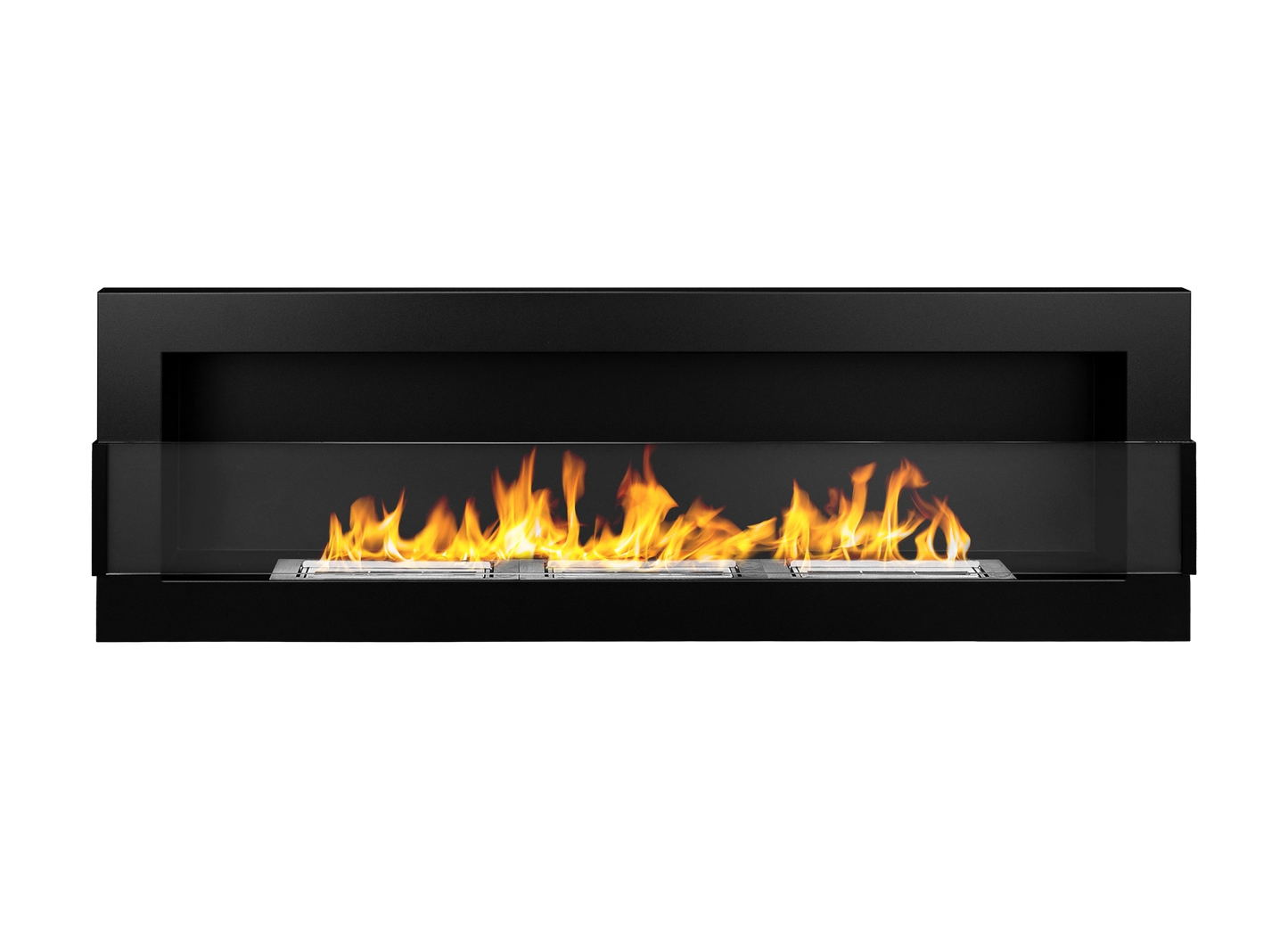 De Bio-ethanol haard zwart mat 1200x400 cm met glas