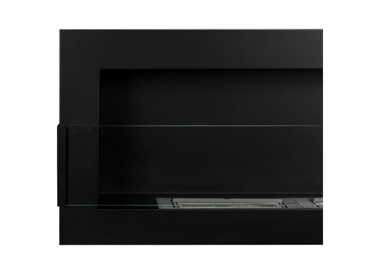 De Bio-ethanol haard zwart mat 1200x400 cm met glas