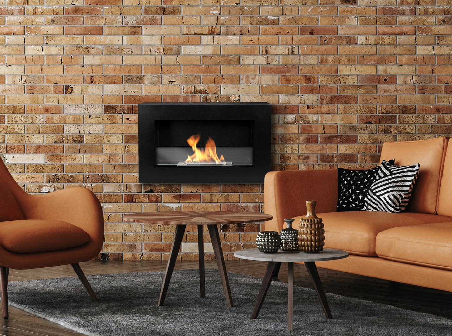 De Bio ethanol haard zwart 650x400 cm met glas
