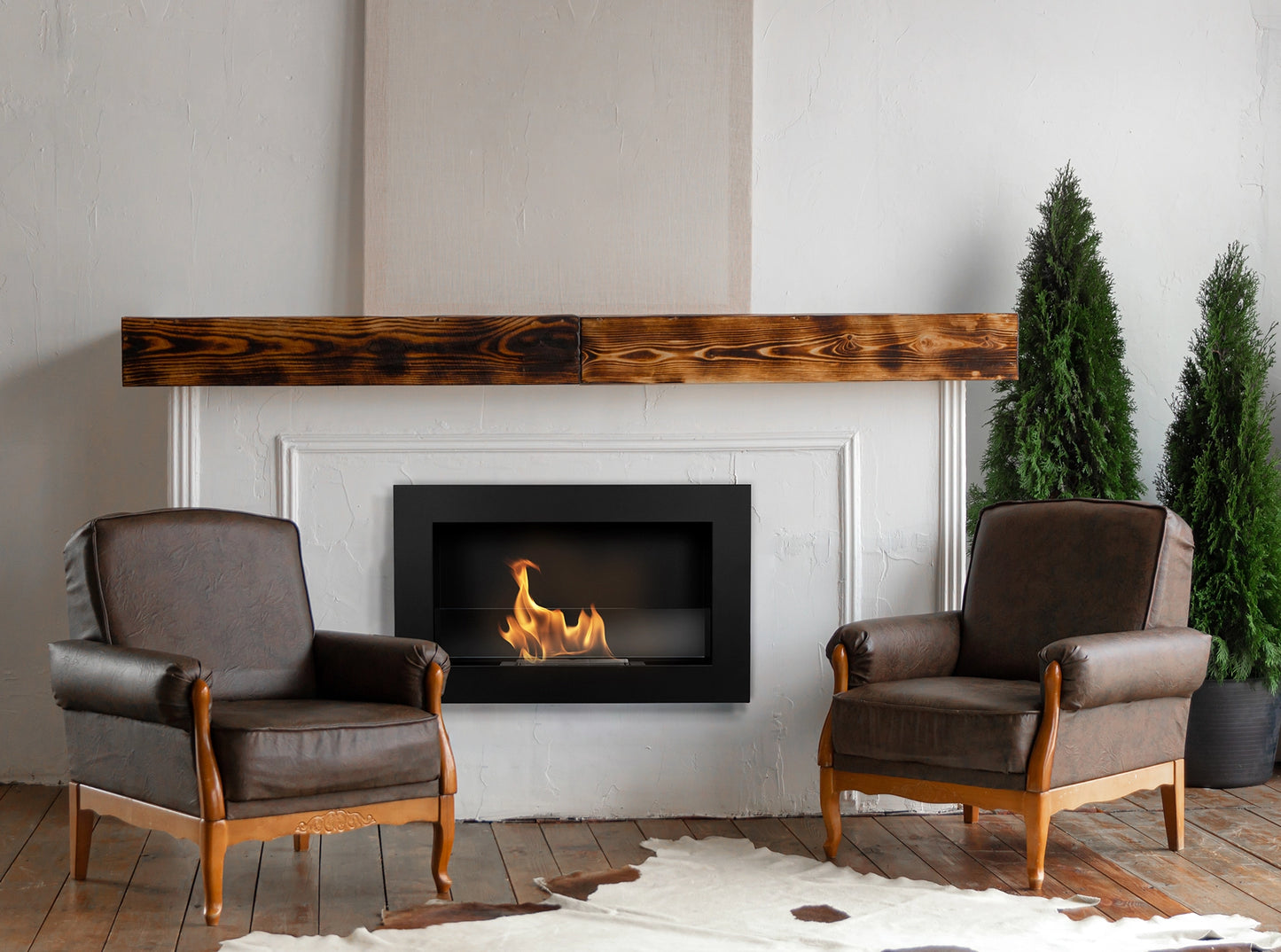 De Bio ethanol haard zwart 650x400 cm met glas VISIE