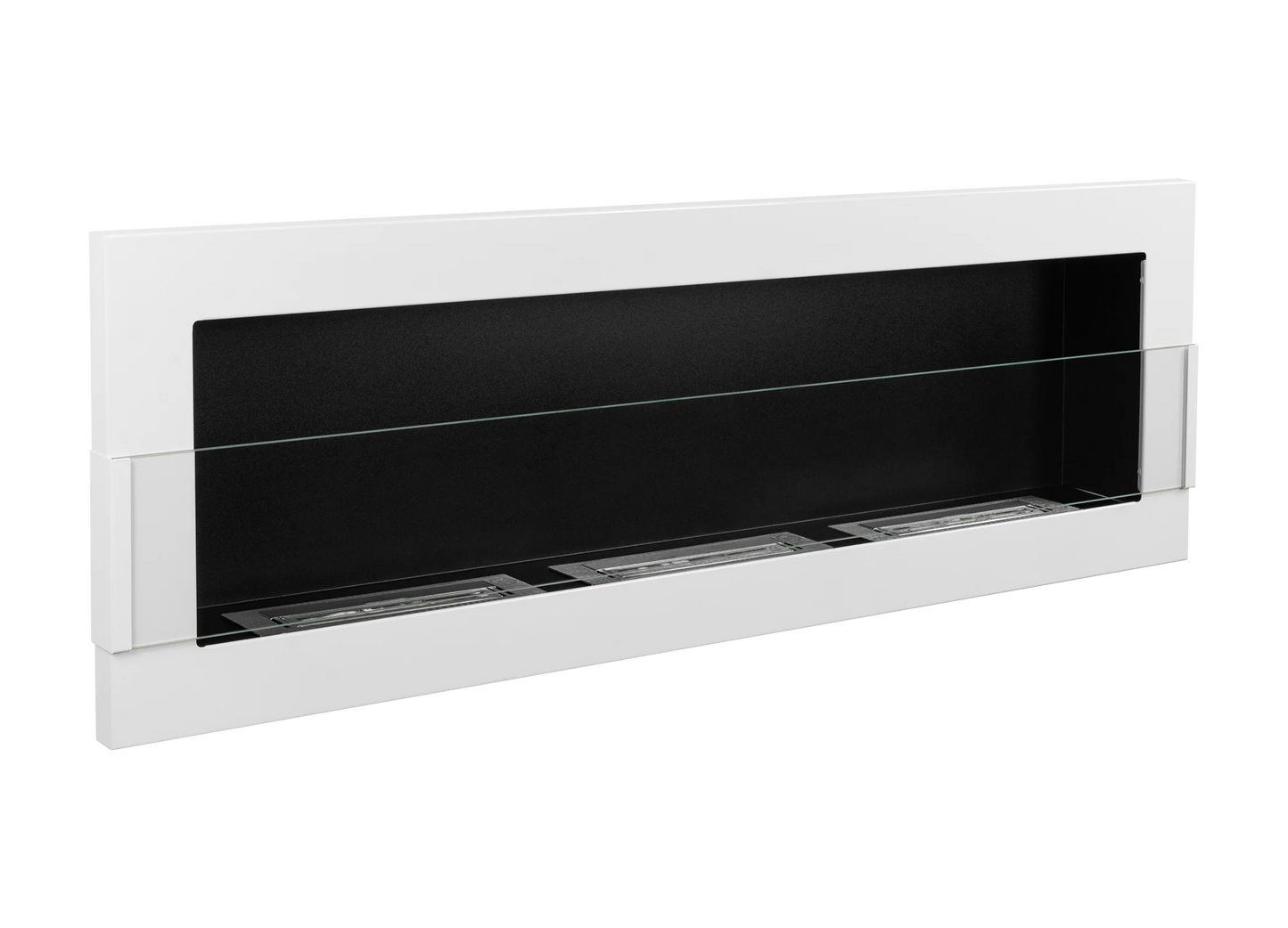 De Bio-ethanol haard wit glans 1200x400 cm met glas