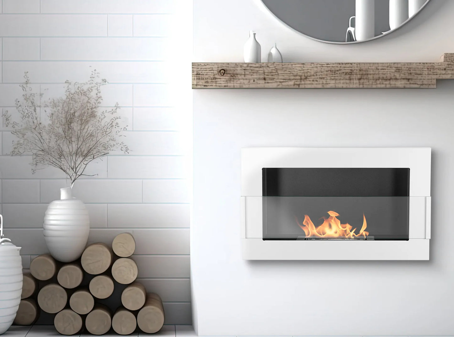 De Bio ethanol haard wit glans 650x400 cm met glas