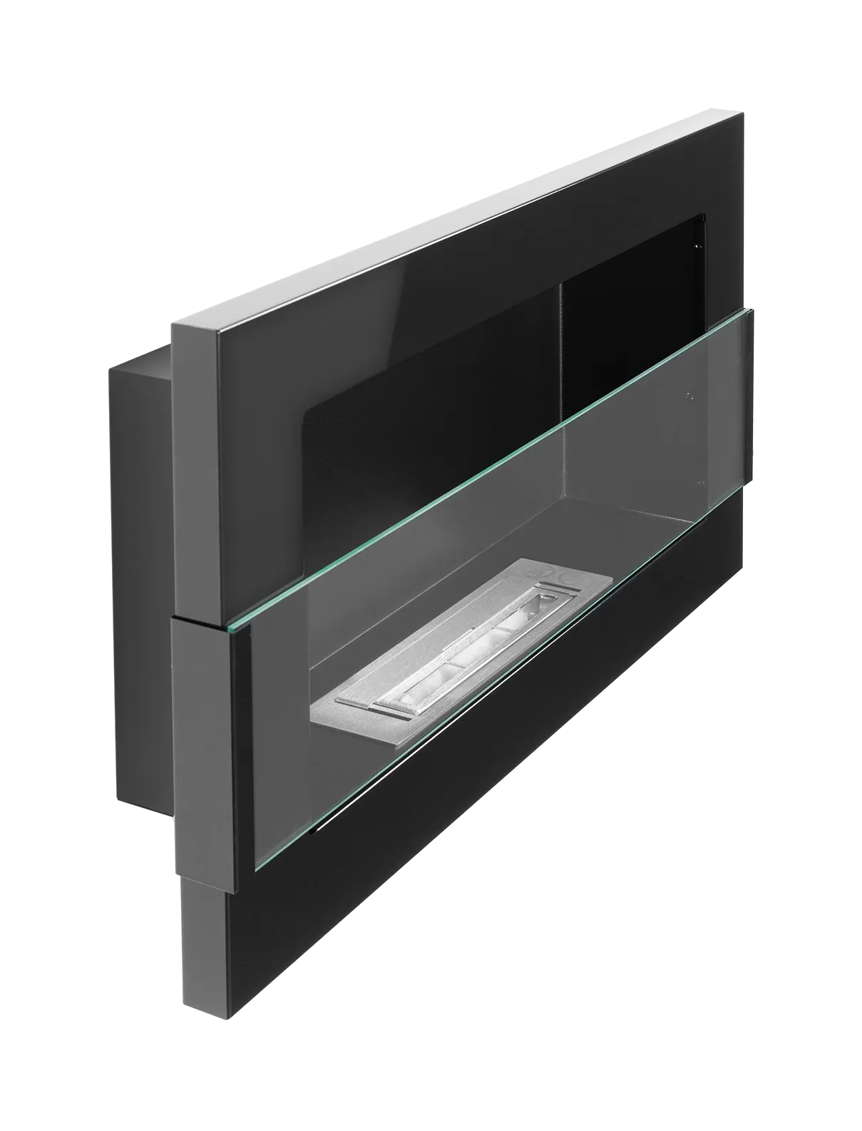 De Bio ethanol haard zwart glans 650x400 cm met glas