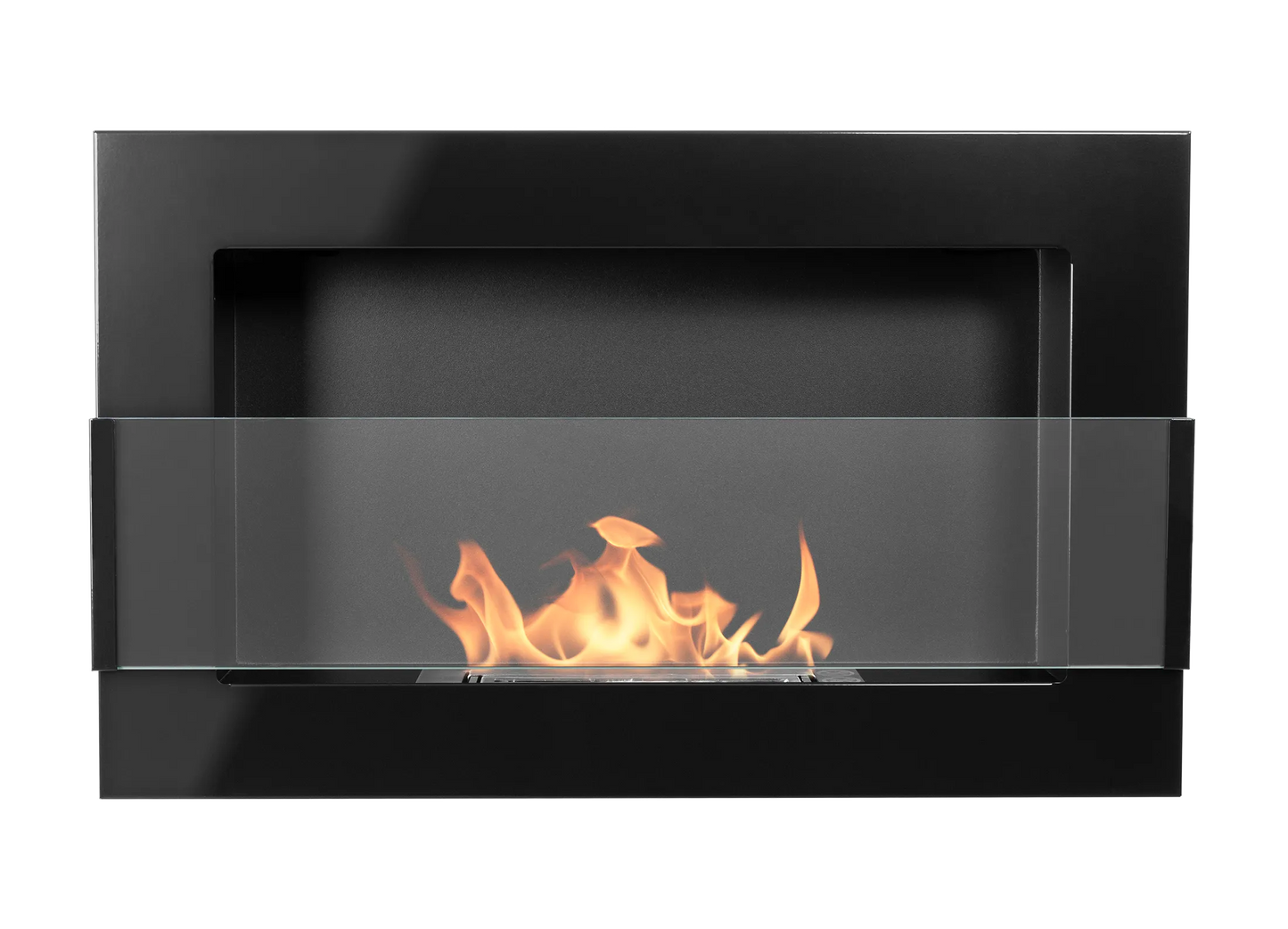 De Bio ethanol haard zwart glans 650x400 cm met glas