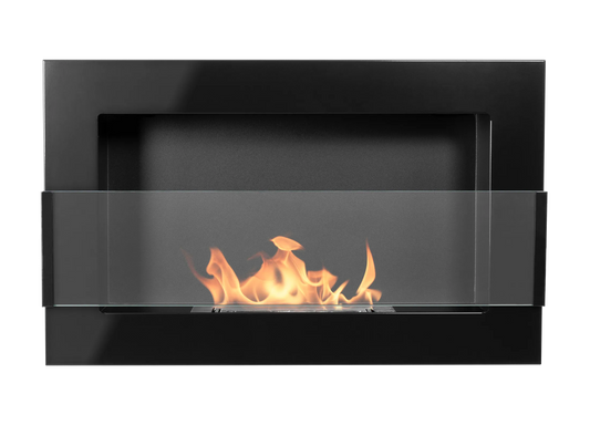 De Bio ethanol haard zwart glans 650x400 cm met glas