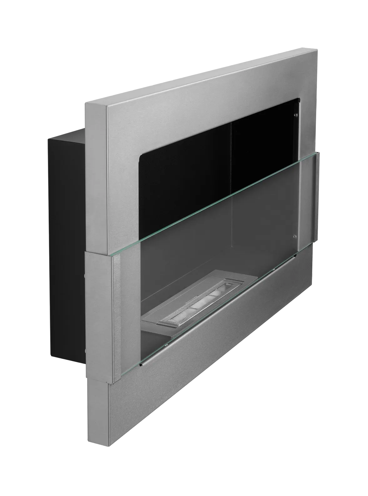 De Bio ethanol haard silver glans 650x400 cm met glas