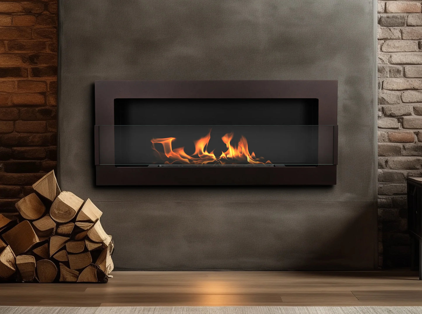 De Bio ethanol haard BRONZ 900x400 met glas