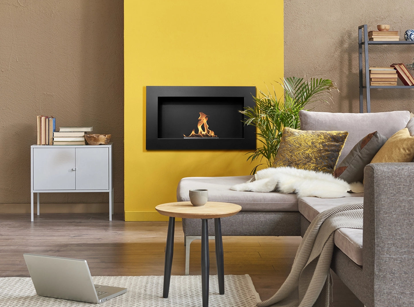 De Bio-ethanol haard zwart mat 650x400 cm zonder glas