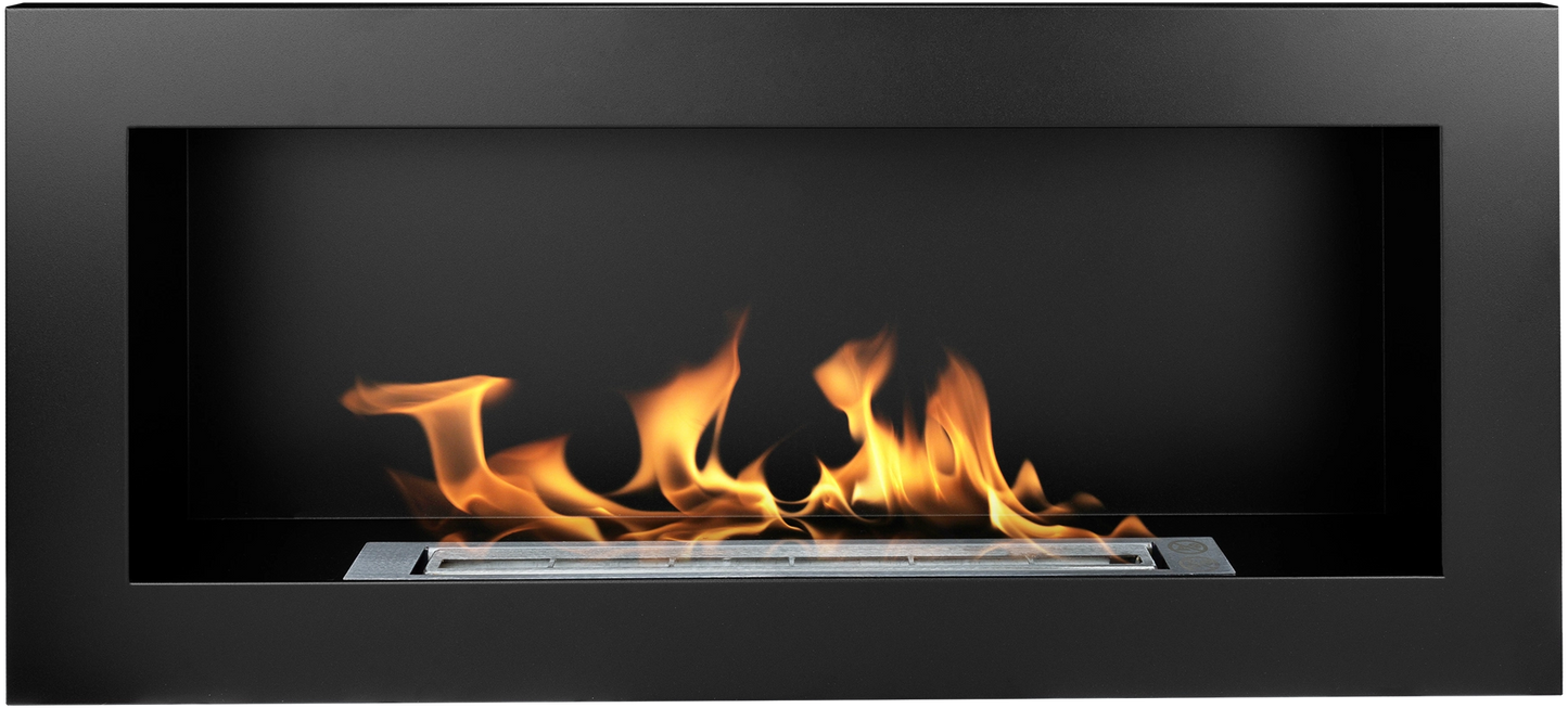 De Bio ethanol haard 900x400 zonder glas in zwarte structuurafwerking mat