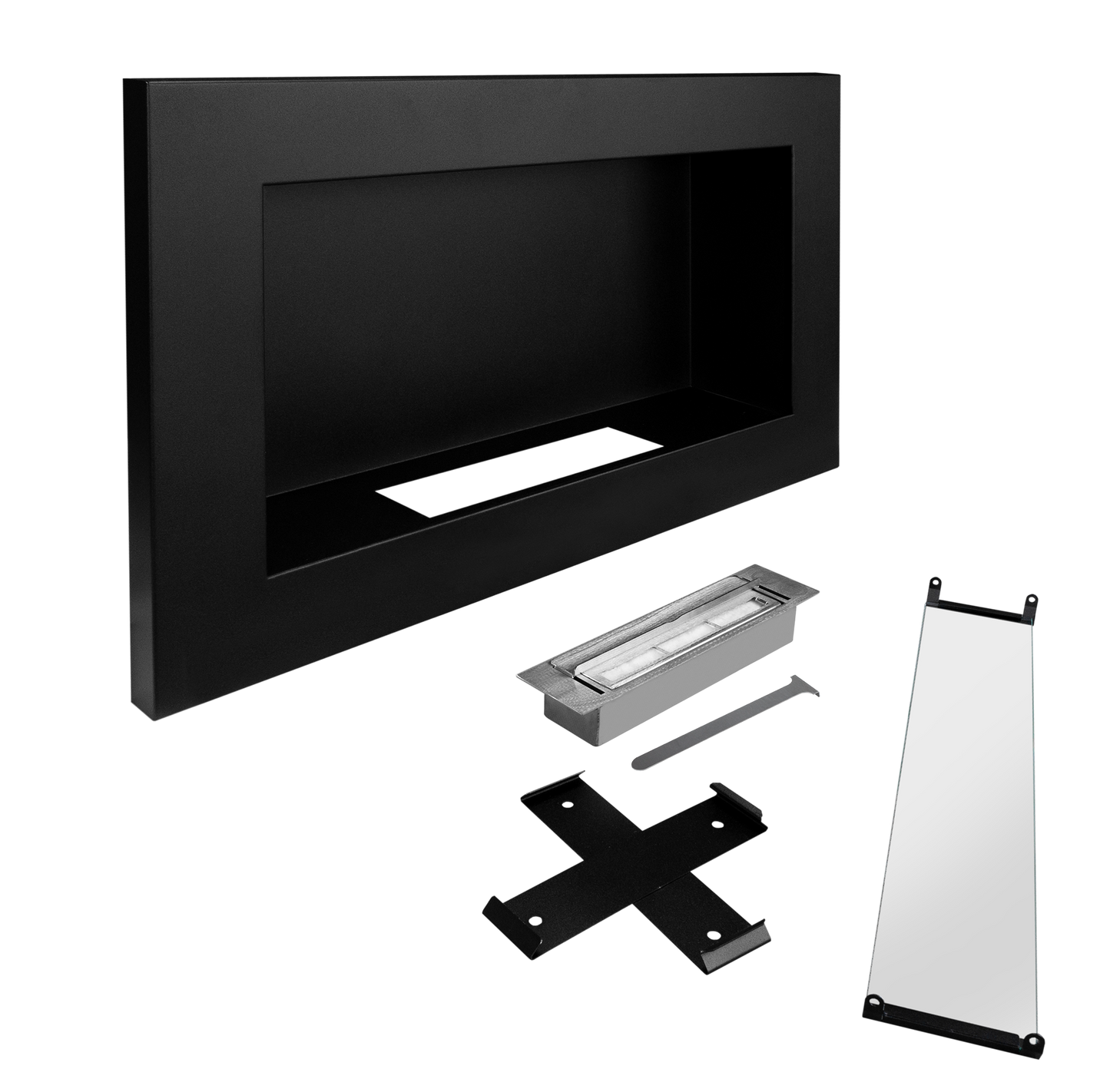 De Bio ethanol haard zwart 650x400 cm met glas VISIE