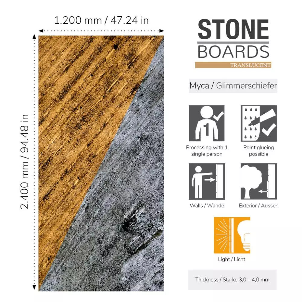 Natuursteen Translucent Stoneboard TL 240 x120cm x 4mm D Black