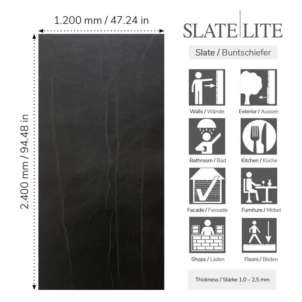 Natuursteen Slate-Lite Terra Noir Vertical
