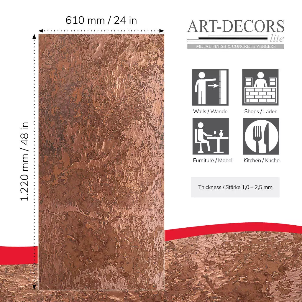 Metalen Look in Steenfineer Artdecors Lite Copper
