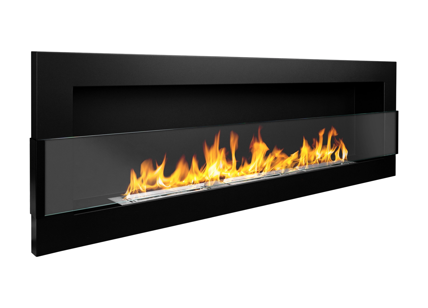 De Bio haard zwart mat  1200x400 cm met glas