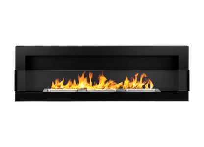 De Bio haard zwart mat  1200x400 cm met glas