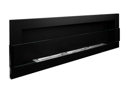 De Bio haard zwart mat  1200x400 cm met glas