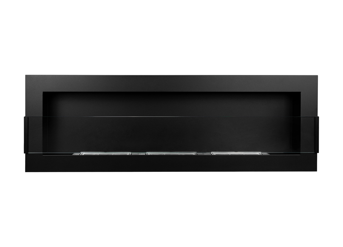 De Bio haard zwart mat  1200x400 cm met glas