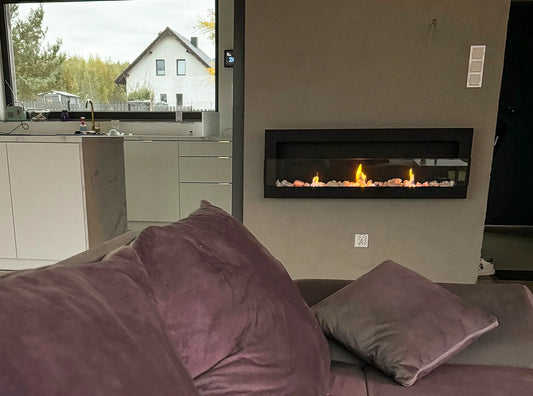 De Bio haard zwart mat  1200x400 cm met glas