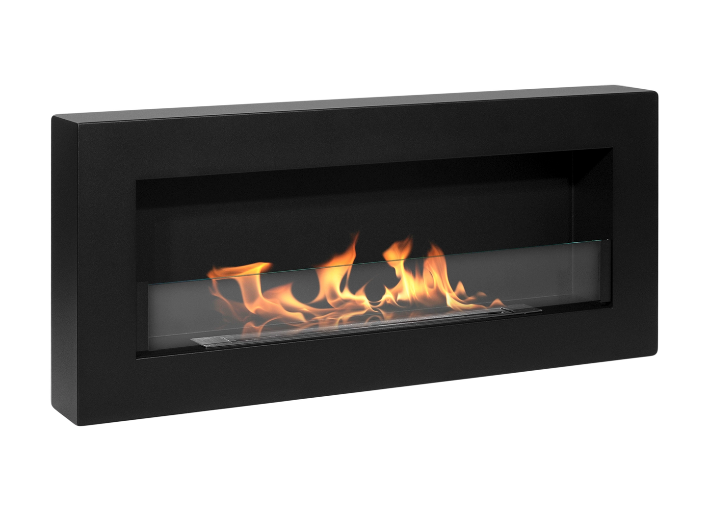 De Bio haard SLIM 900x400 met glas Box 900x400 zwart mat structuur