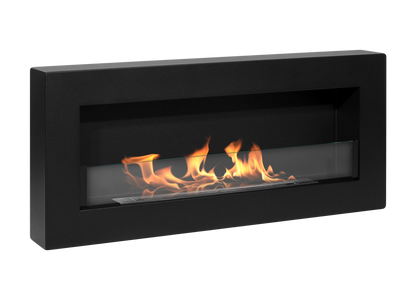 De Bio haard SLIM 900x400 met glas Box 900x400 zwart mat structuur