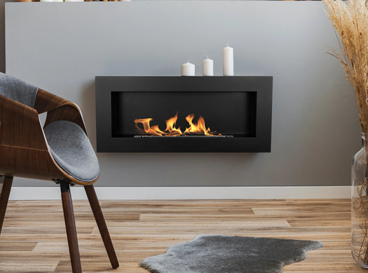 De Bio haard Zwart mat 900x400 structuur