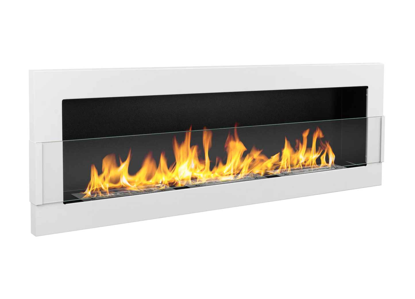 De Bio haard wit glans  1200x400 cm met glas