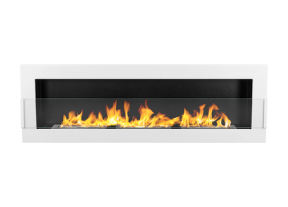 De Bio haard wit glans  1200x400 cm met glas