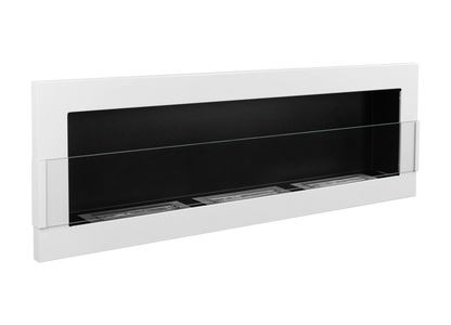 De Bio haard wit glans  1200x400 cm met glas