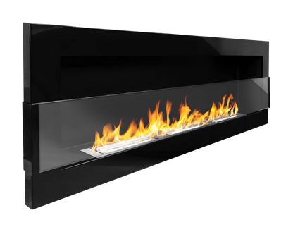 De Bio haard zwart glans  1200x400 cm met glas