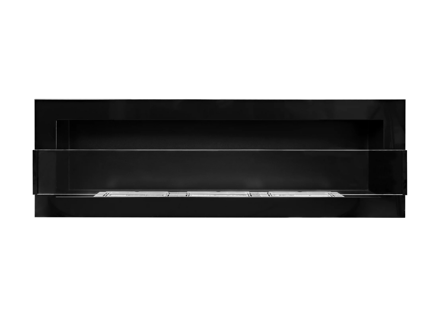 De Bio haard zwart glans  1200x400 cm met glas