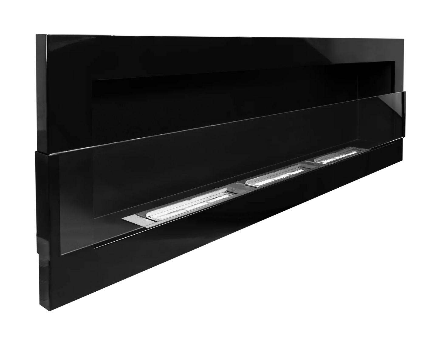 De Bio haard zwart glans  1200x400 cm met glas