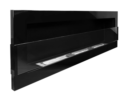 De Bio haard zwart glans  1200x400 cm met glas
