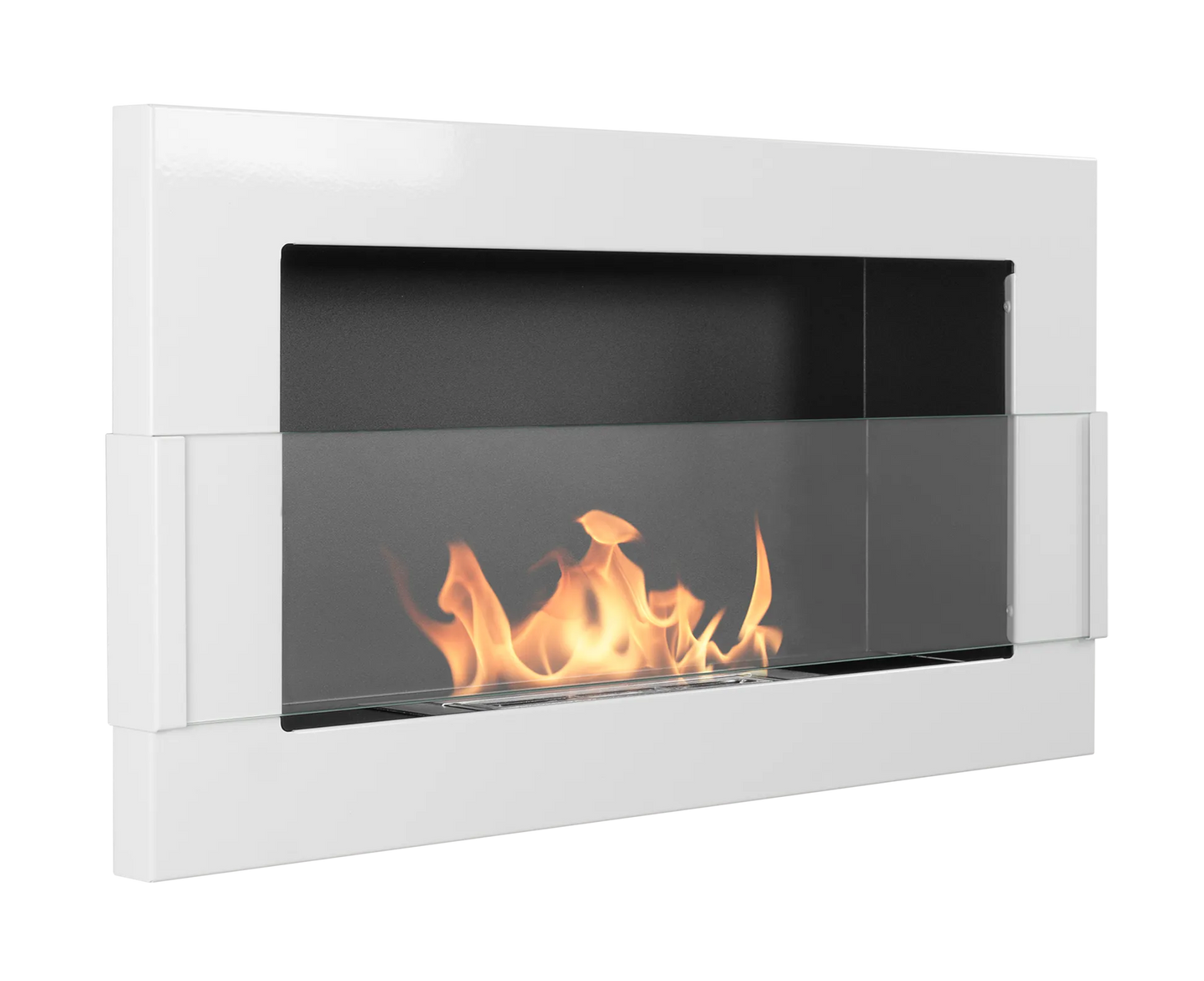 De Bio haard wit glans 650x400 cm met glas