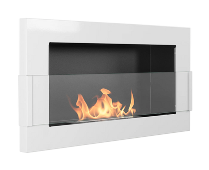 De Bio haard wit glans 650x400 cm met glas