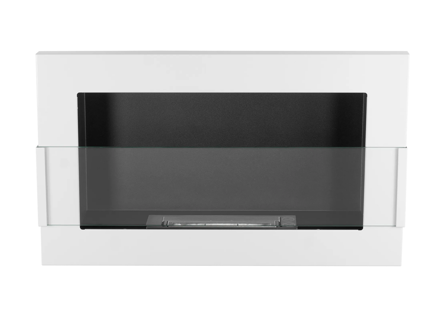 De Bio haard wit glans 650x400 cm met glas