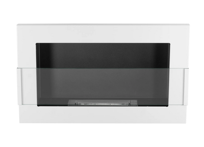 De Bio haard wit glans 650x400 cm met glas