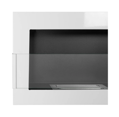 De Bio haard wit glans 650x400 cm met glas