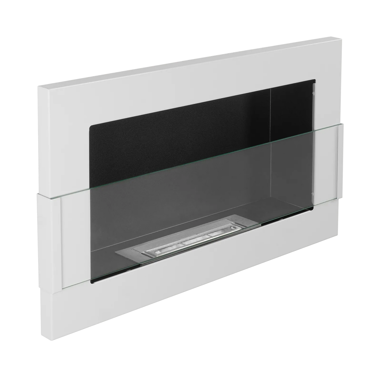 De Bio haard wit glans 650x400 cm met glas