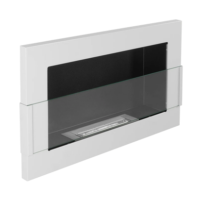 De Bio haard wit glans 650x400 cm met glas