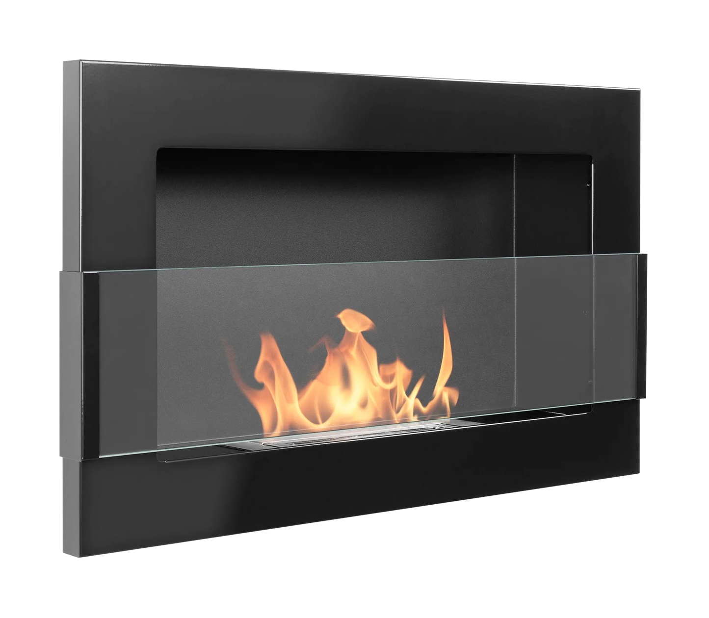 De Bio haard zwart glans 650x400 cm met glas