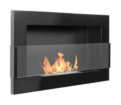 De Bio haard zwart glans 650x400 cm met glas