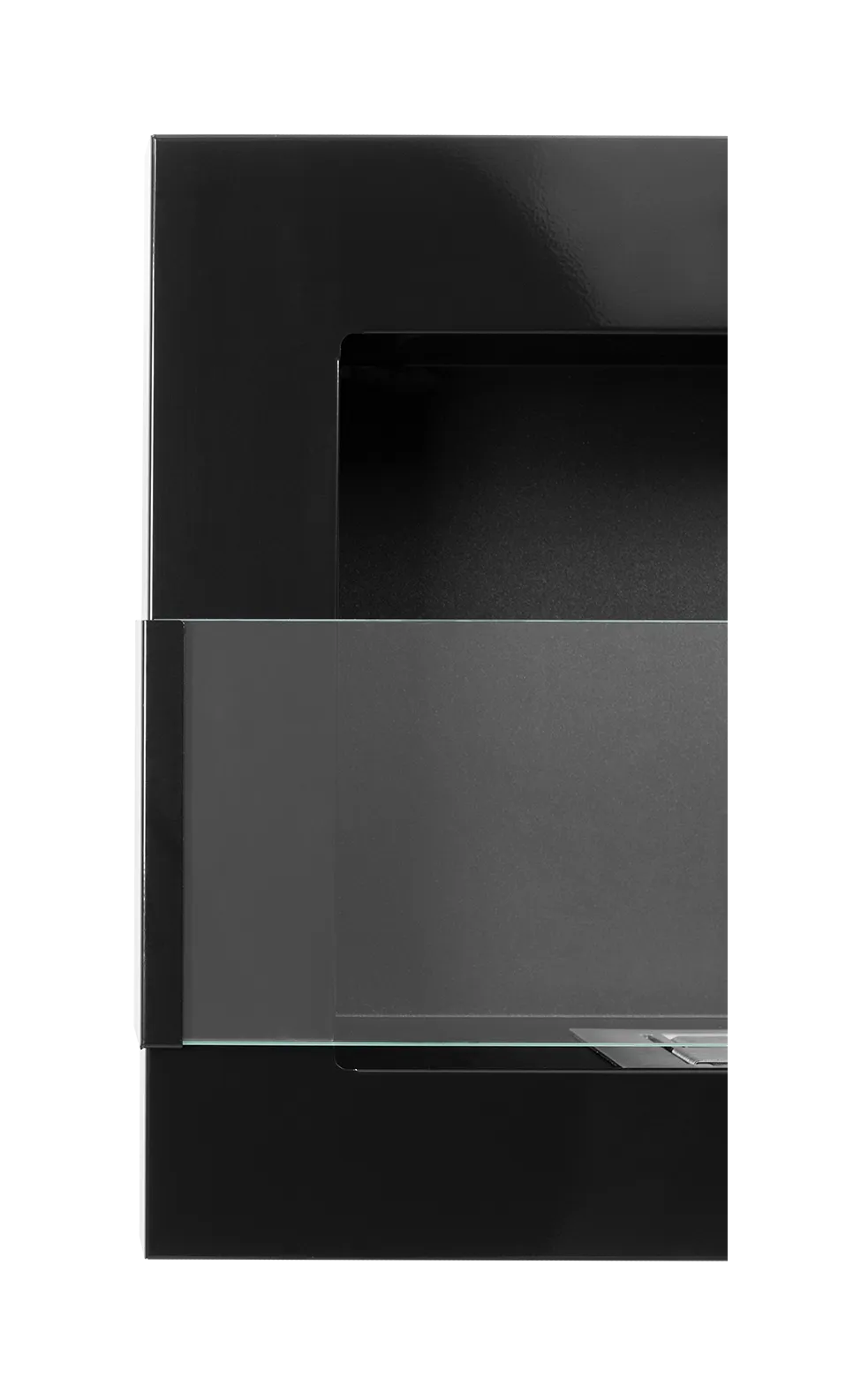 De Bio haard zwart glans 650x400 cm met glas