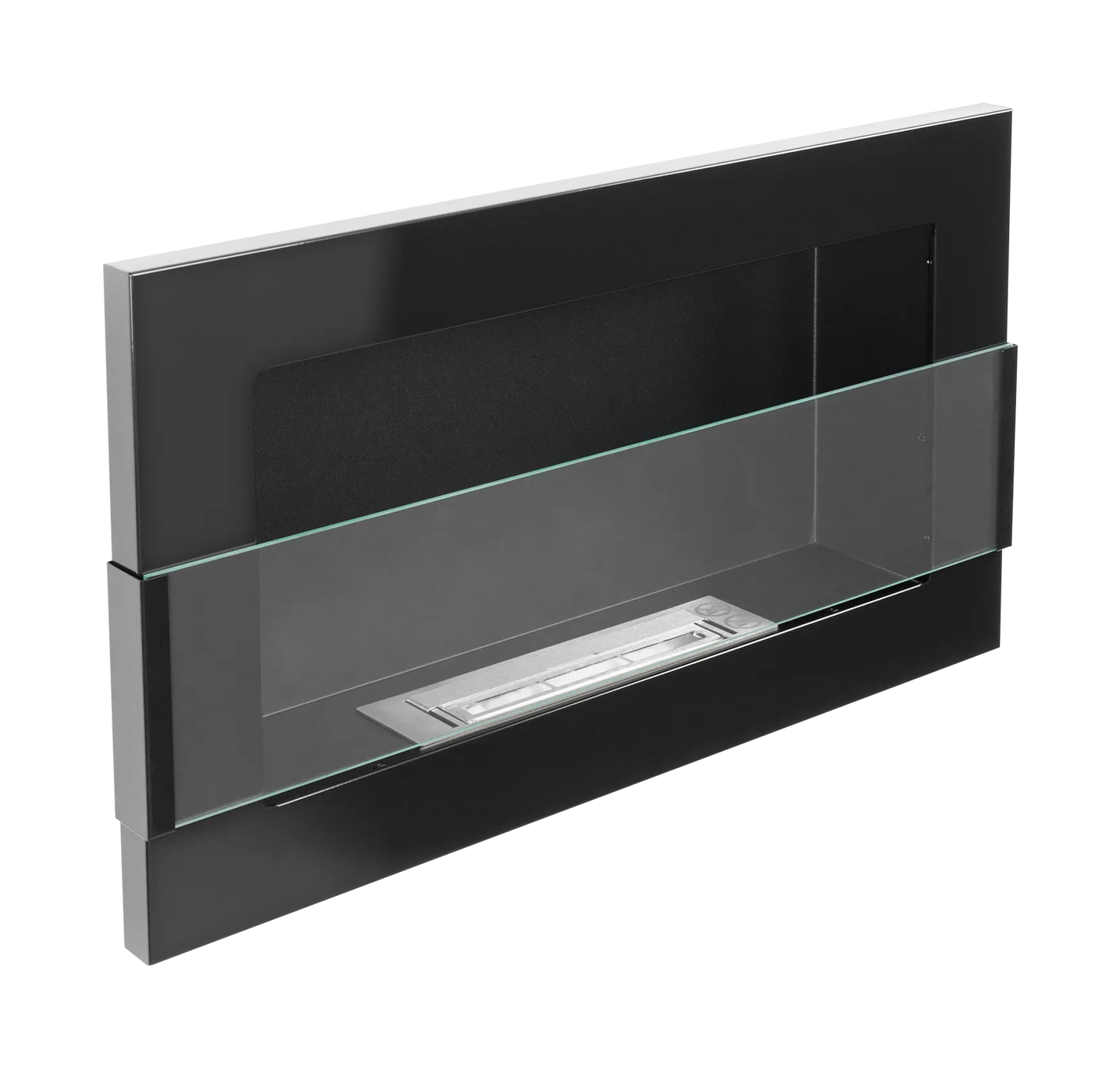 De Bio haard zwart glans 650x400 cm met glas