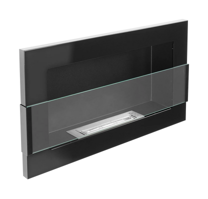 De Bio haard zwart glans 650x400 cm met glas