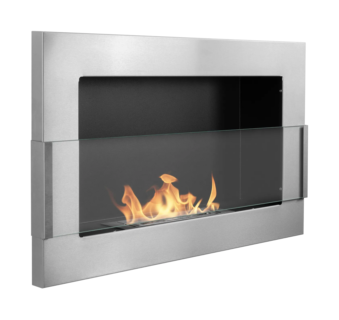 De Bio haard silver glans 650x400 cm met glas