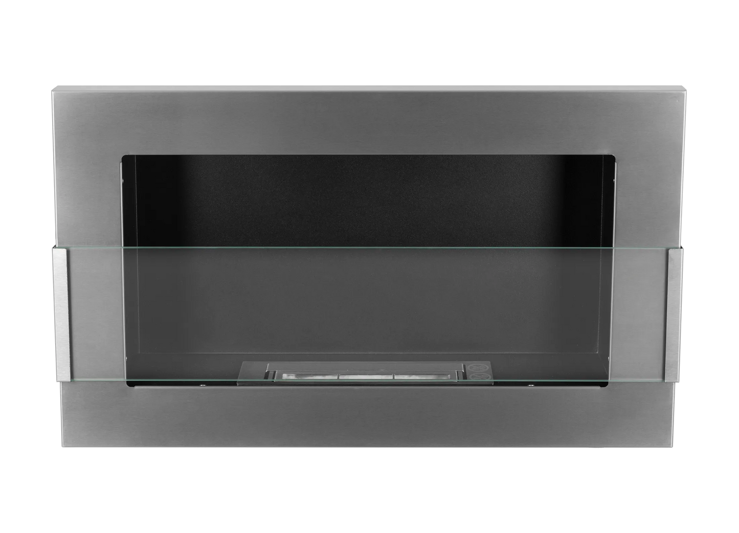De Bio haard silver glans 650x400 cm met glas