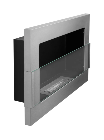 De Bio haard silver glans 650x400 cm met glas